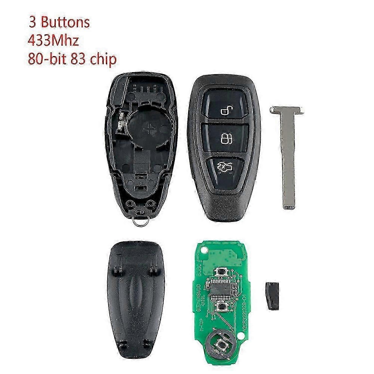 Remote key 3 buttons 433Mhz for Ford Focus C-Max Mondeo Kuga Fiesta B-Max