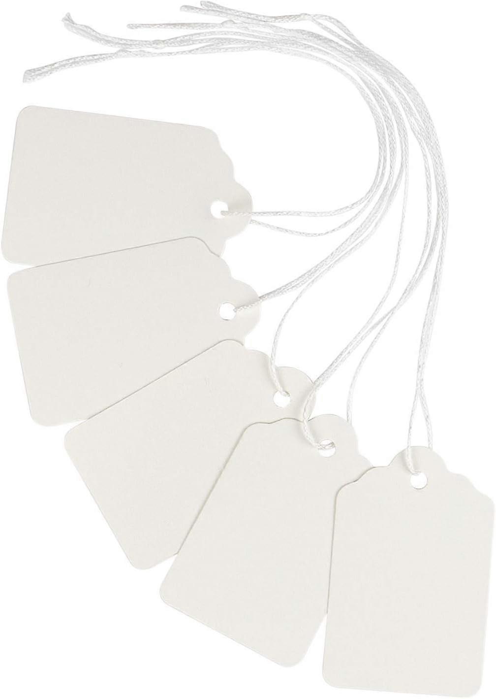 Pack of 1000 white marking labels with attached string 50 x 30mm