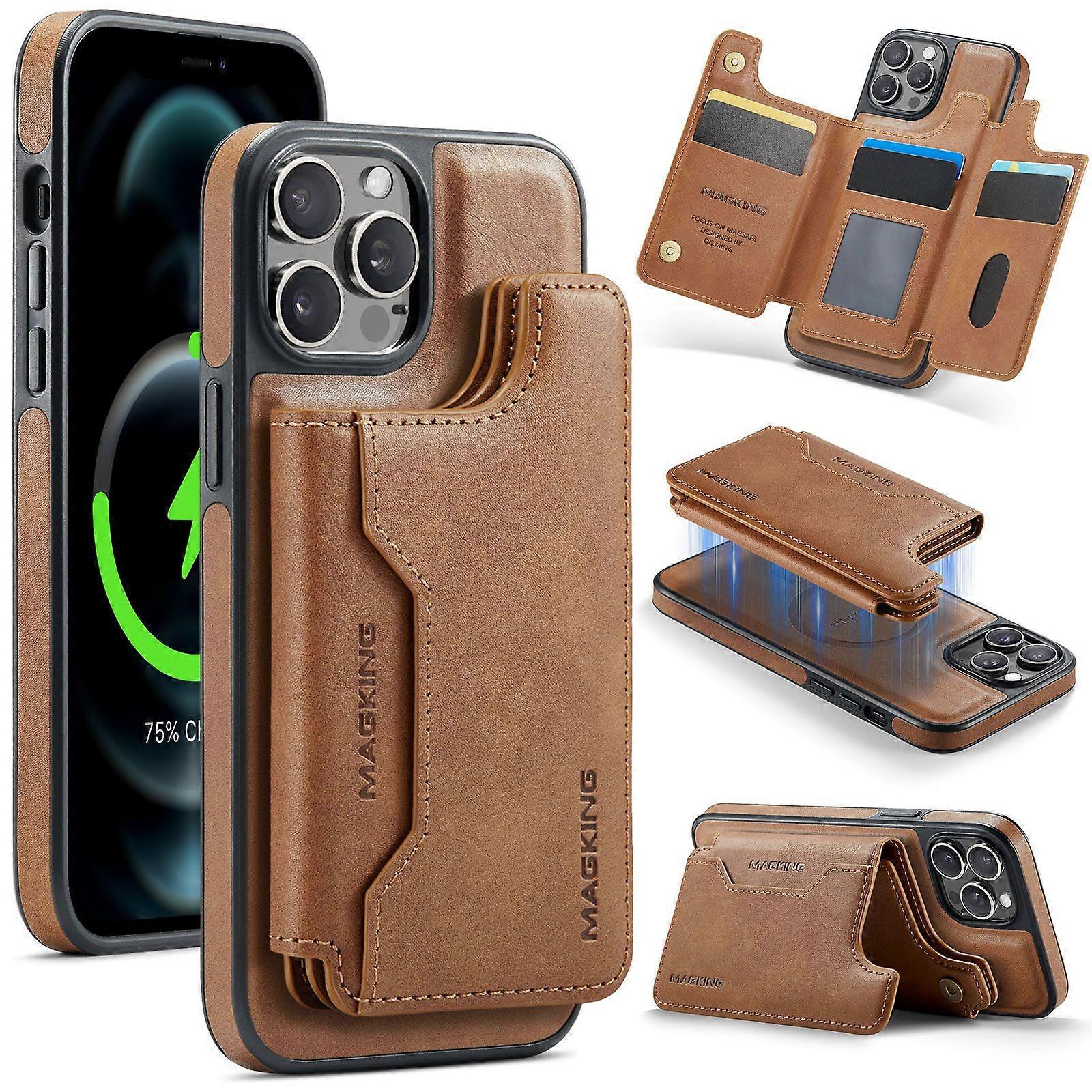 For iPhone 12 Pro Max Case Compatible with MagSafe Wallet PC + TPU + PU Phone Cover