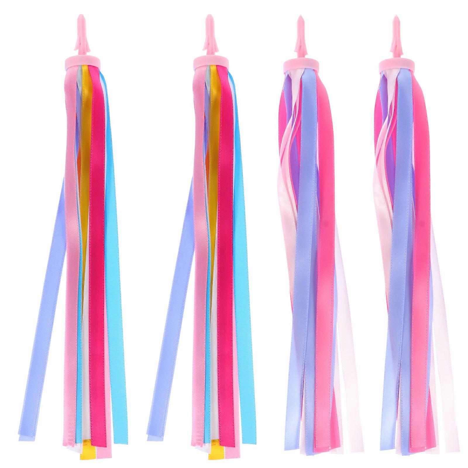 Bike Handlebar Ribbon Decorative Ribbon for Children Scooter 2Pairs Purple Polyester