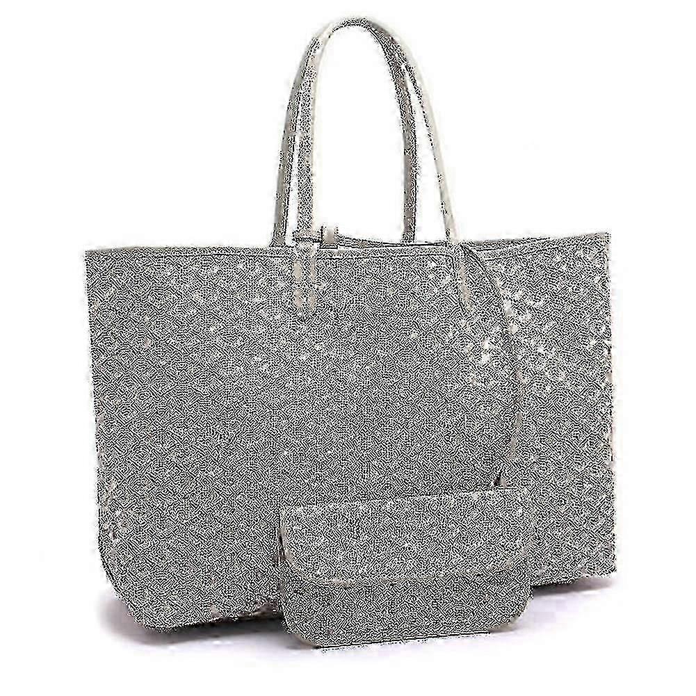 Women's Pu Leather Tote Bag Portable Large Capacity Shoulder Bag Waterproof Beach Pocket