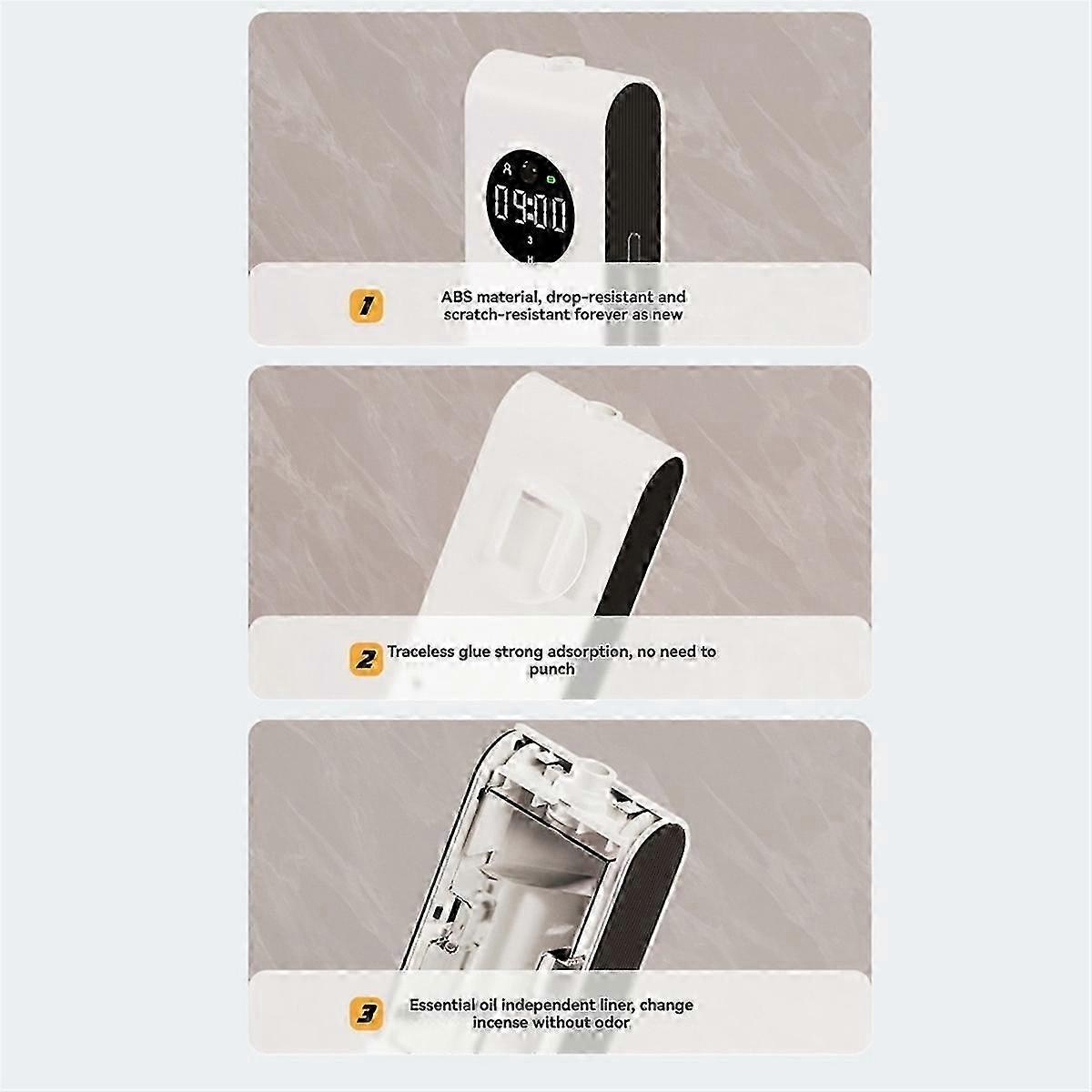 USB Rechargeable Deodorant Diffuser with Clock Function and Dual-Mode Sensor - Automatic Switching Home Fragrance A