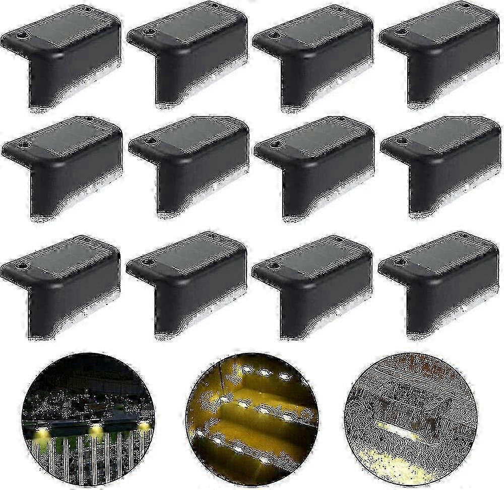 12 pcs αδιάβροχο ηλιακό φως φράχτη, φως σκαλοπατιών, ip65 οδήγησε ηλιακά φω'τα κήπων