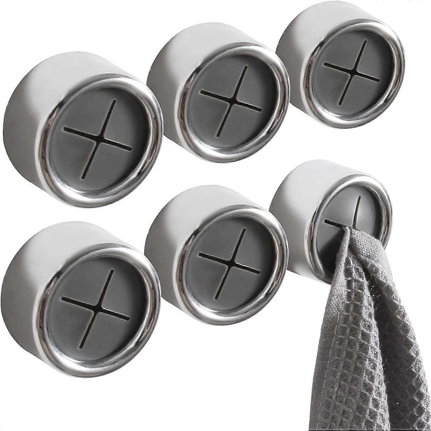 Pack Round Adhesive Kitchen Towel Hooks - Premium Chrome Finish & Easy