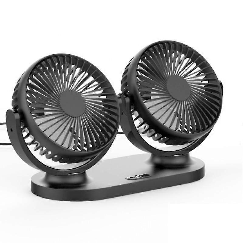 12V Portable Mini Car Fan 3 Gears 360 Degree All Round Adjustable Auto Air Cooling Dual Head Fan