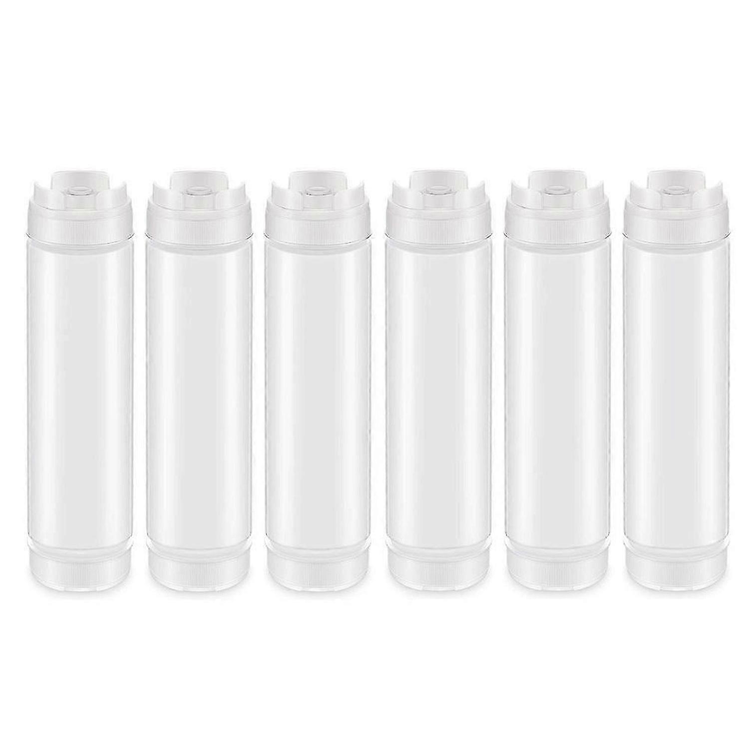 6 Pcs 16 Oz Inverted Plastic Squeeze Bottles, Refillable Tip Large Valve Dispenser Condiment Squeeze Bottle for Sauces