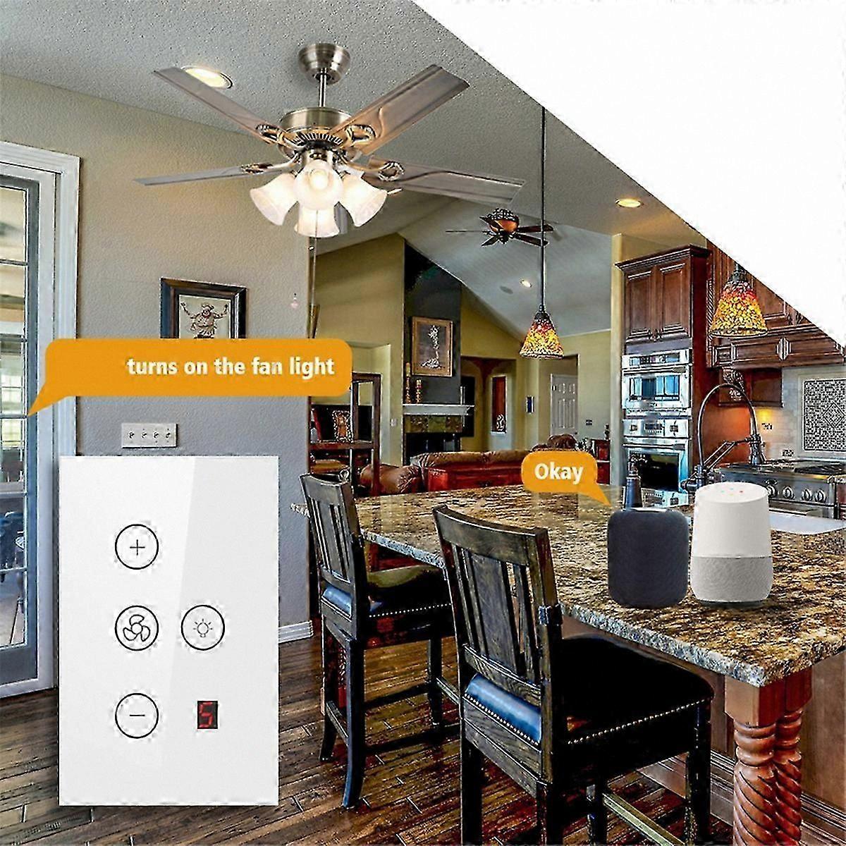 Wi-Fi Enabled 5-Speed Fan and Light Touch Control with Remote Functionality and Thyristor Speed Adjustment