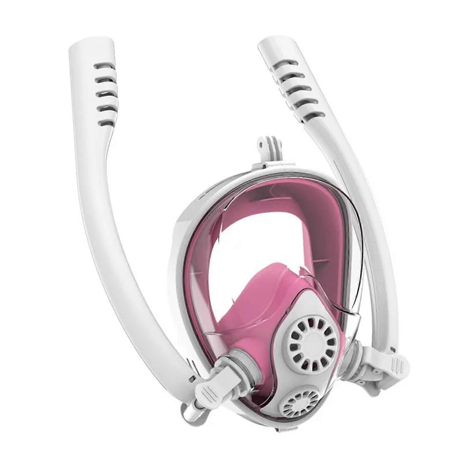 Snorkeling Mask Silicone DoubleTube Full Dry SelfContained Breathing Goggles White Set