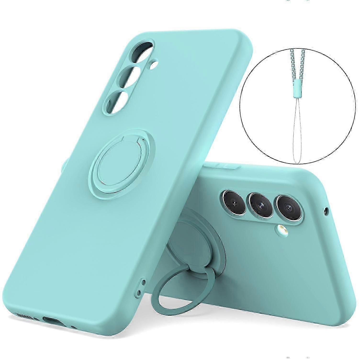 For Samsung Galaxy A36 5G Silicone Case with Strap Ring Kickstand Phone Cover