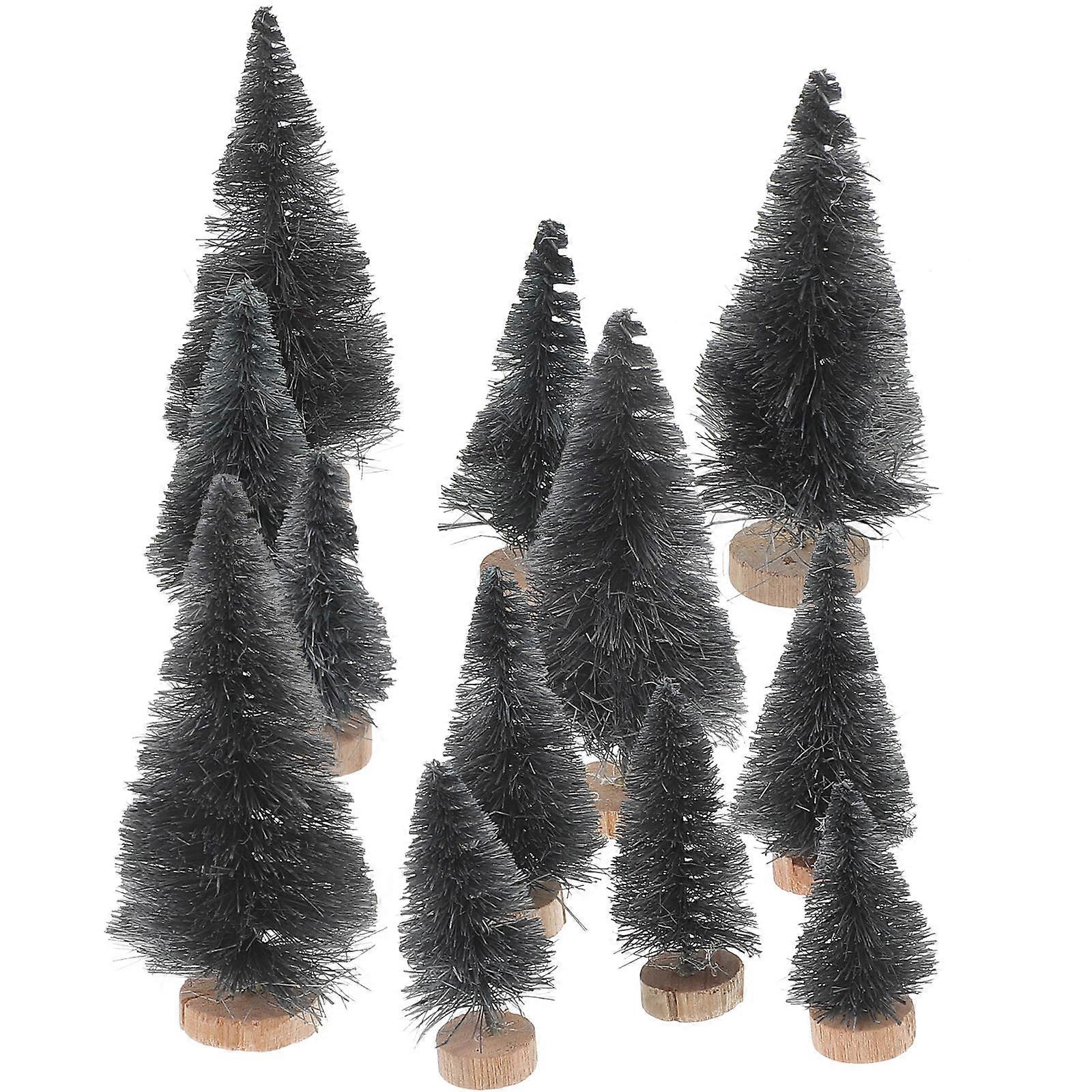 Black Artificial Pine Trees for Halloween Decoration 24Pcs Mini Plant Trees