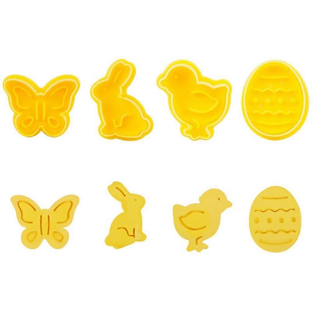 4pcs/set Plastic Cutters Cute Butterfly Rabbit Chick Easter Egg Shape Fondant Cutter Biscuit Cake Mold
