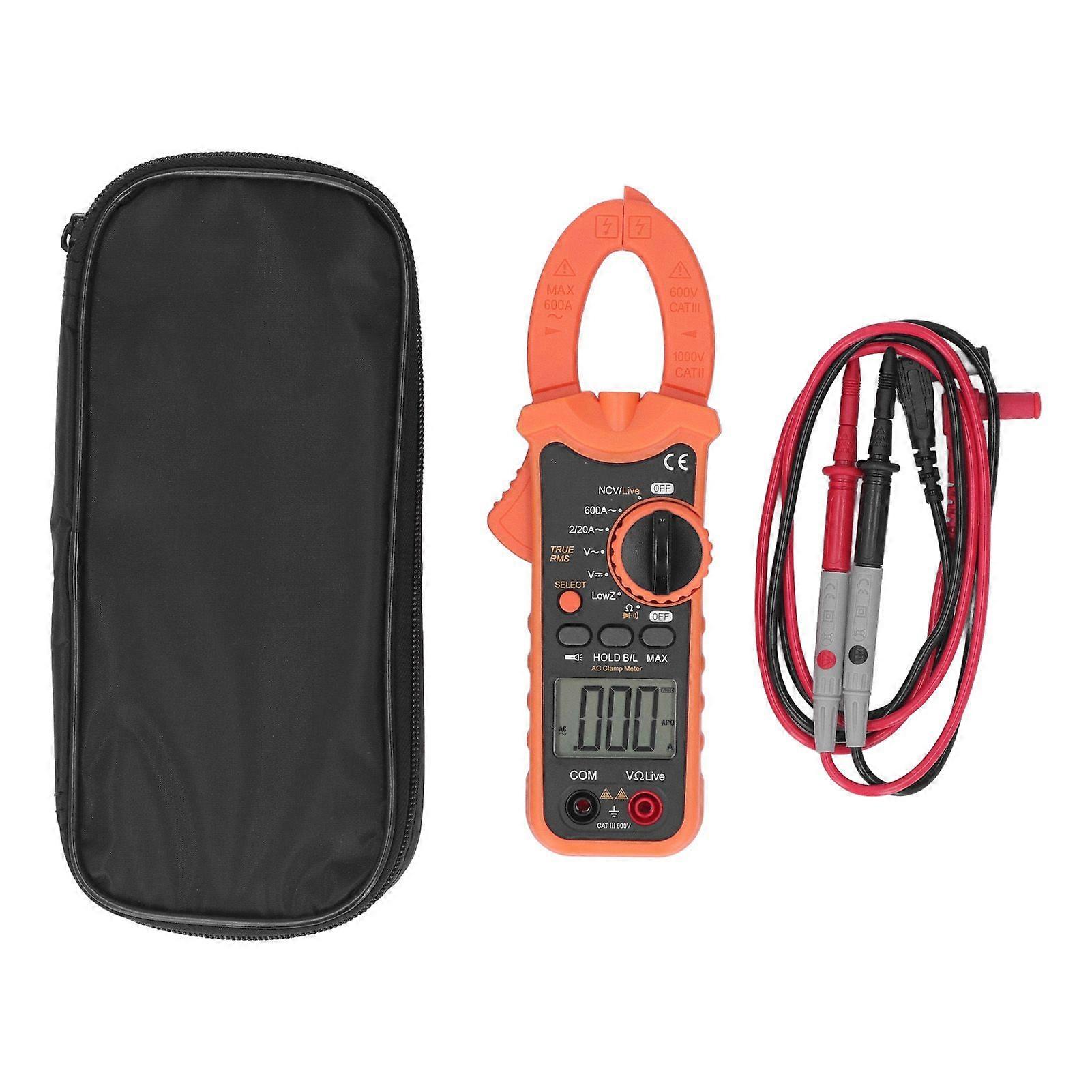 Current Voltage Resistance Clamp Meter LCD Display 1999 Counts NCV True RMS Multimeter with Flashlight