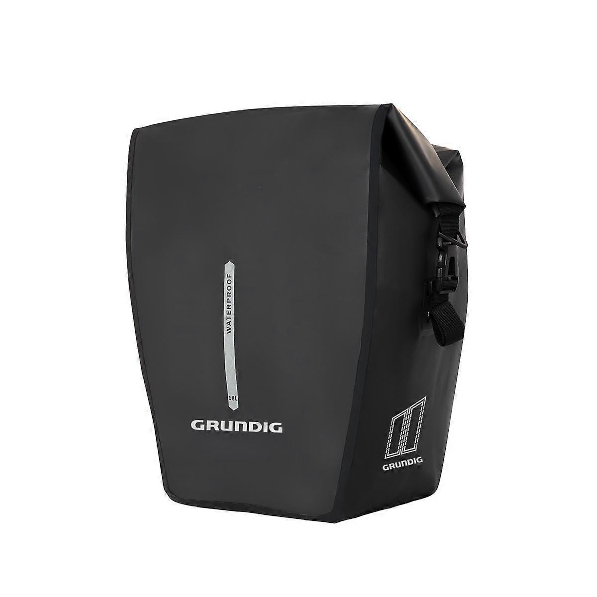 Grundig Bicycle Pannier Bag 18L, Waterproof Scratch-Resistant Roll-Top Bike Bag with Shoulder Strap and Reflective Strips
