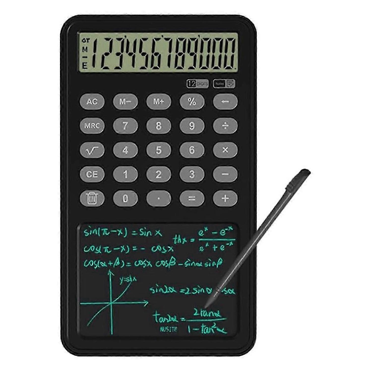 Basic Calculator 12-Digit Display Desk Calculator with Writing Tablet