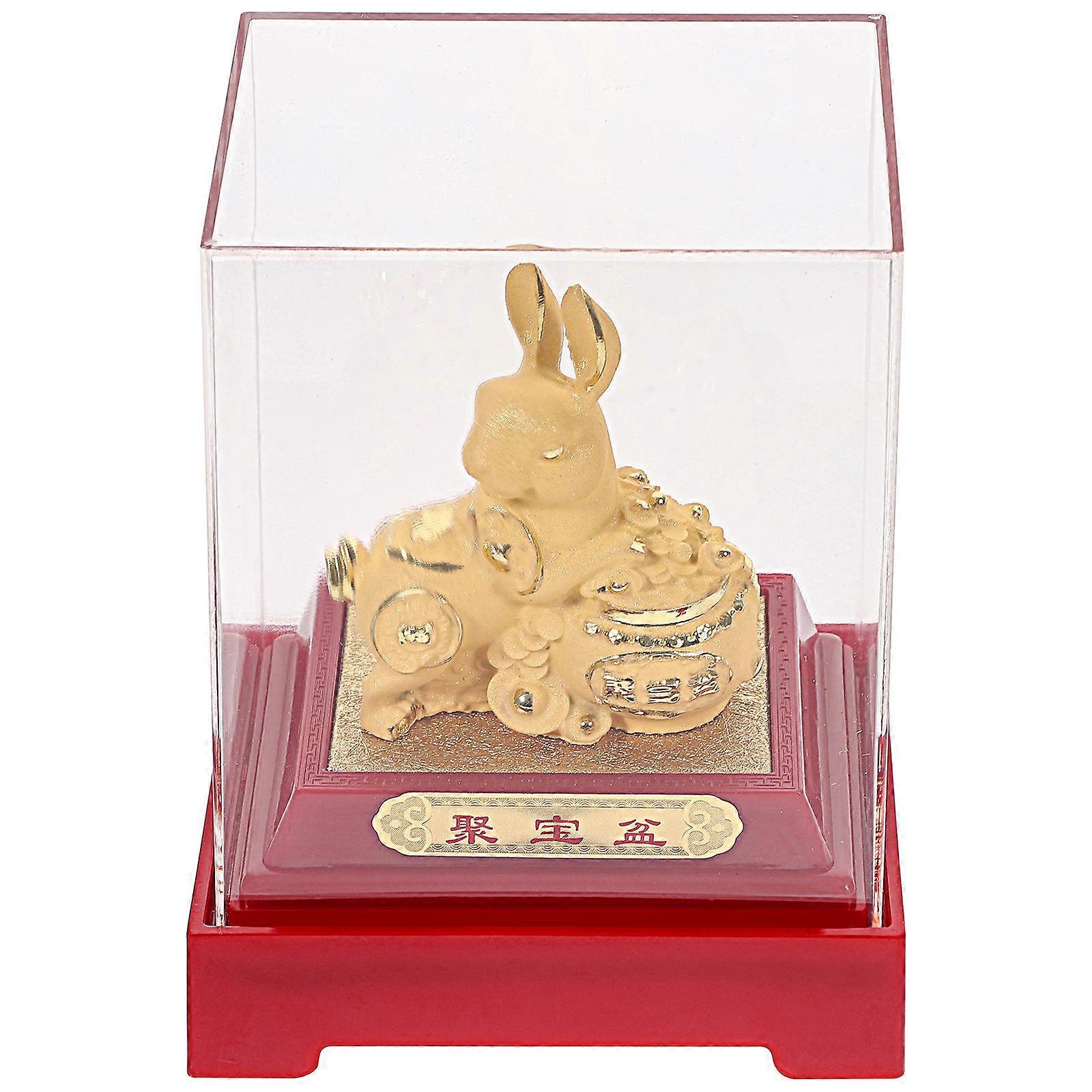Lucky Rabbit Decoration Desktop Rabbit Figurines Restaurant Decoration Golden Material Festive Decor 1Pack