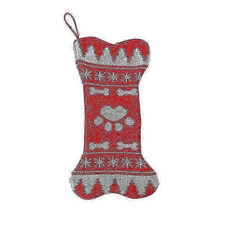 Pet Dog Christmas Stockings - Bone Shape Large Decorative Stockings - 2pcs Red