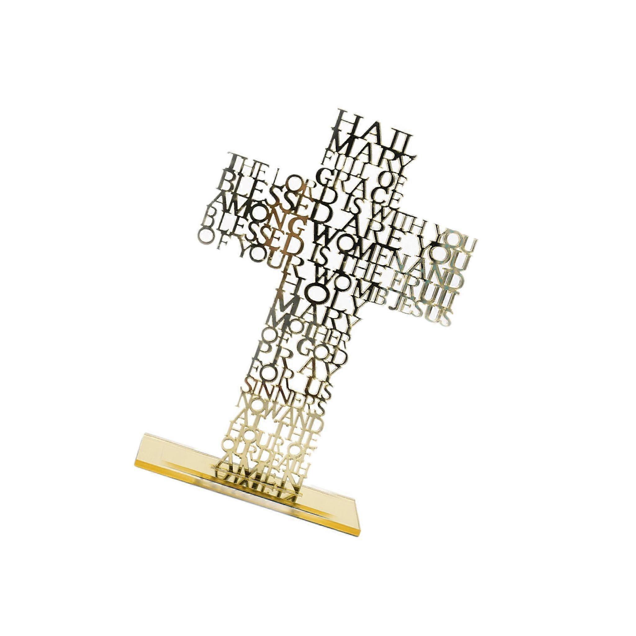 Standing Crucifix Jesus Scriptures Cross Prayer Figurines Shelf Home Decor 