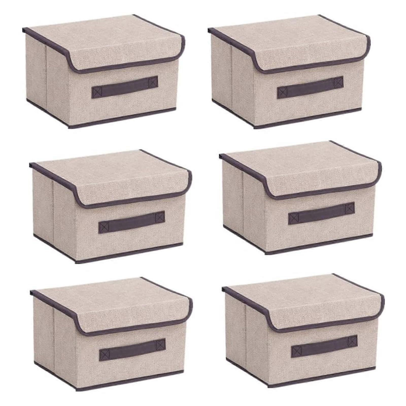 Storage Boxes With Lids 6 Pack 25.5x19x16cm Collapsible Fabric Storage Box With Lid For Clothes Toys Photos