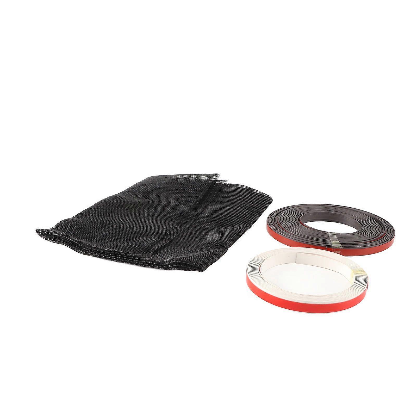 Magnetic Screen Window Fiberglass Anti Theft Lightweight Mesh Screen Kit 100x120cm White Frame Black Mesh
