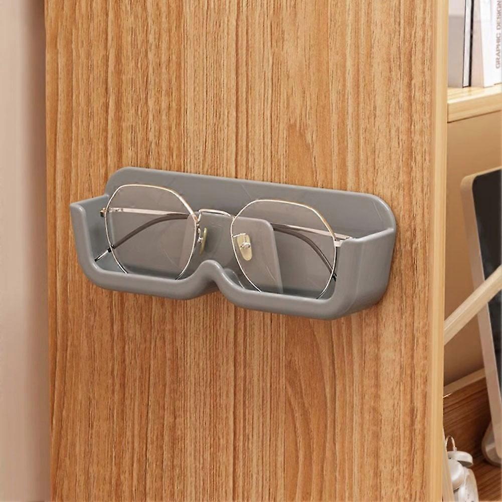 Wall-Mounted Glasses Holder for Reading & Sunglasses, Adhesive Organizer, Scratch-Proof, Easy Install, Gray