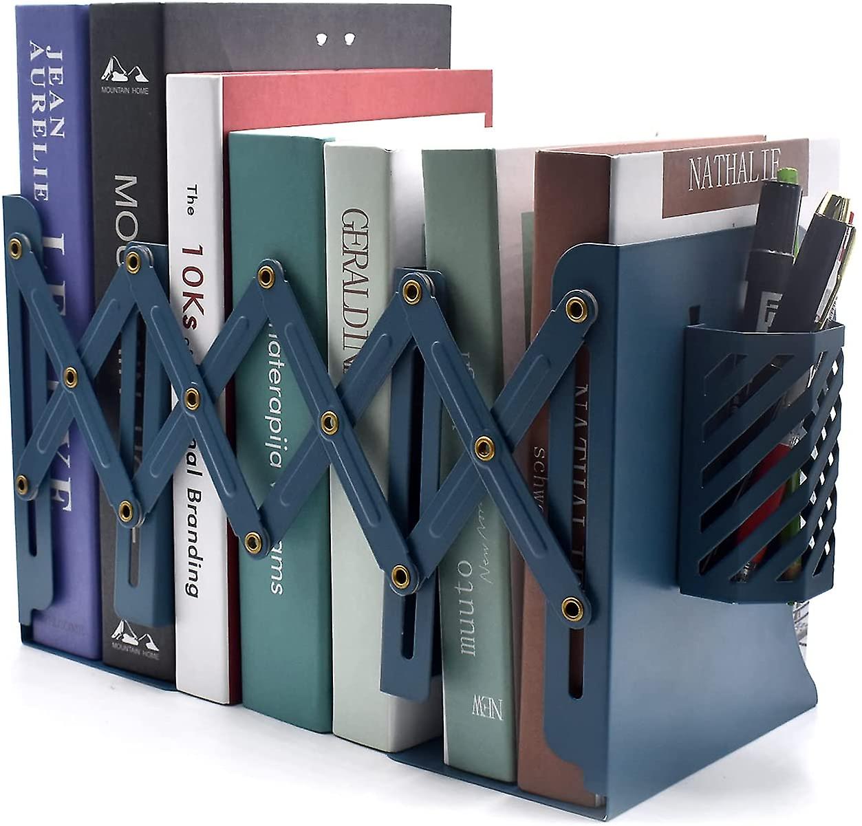 Adjustable Book Ends, Bookends Book Holders For Shelves, Desk Magazine File Organizer Holder For Office, Books