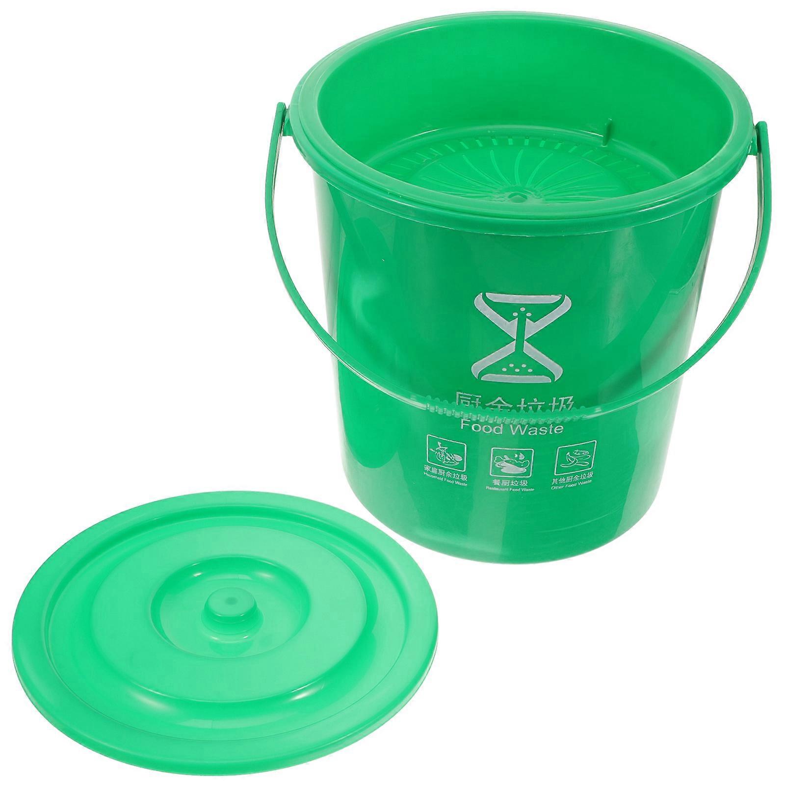 Kitchen Compost Bin Green Plastic for Storage Use with Lid 10L