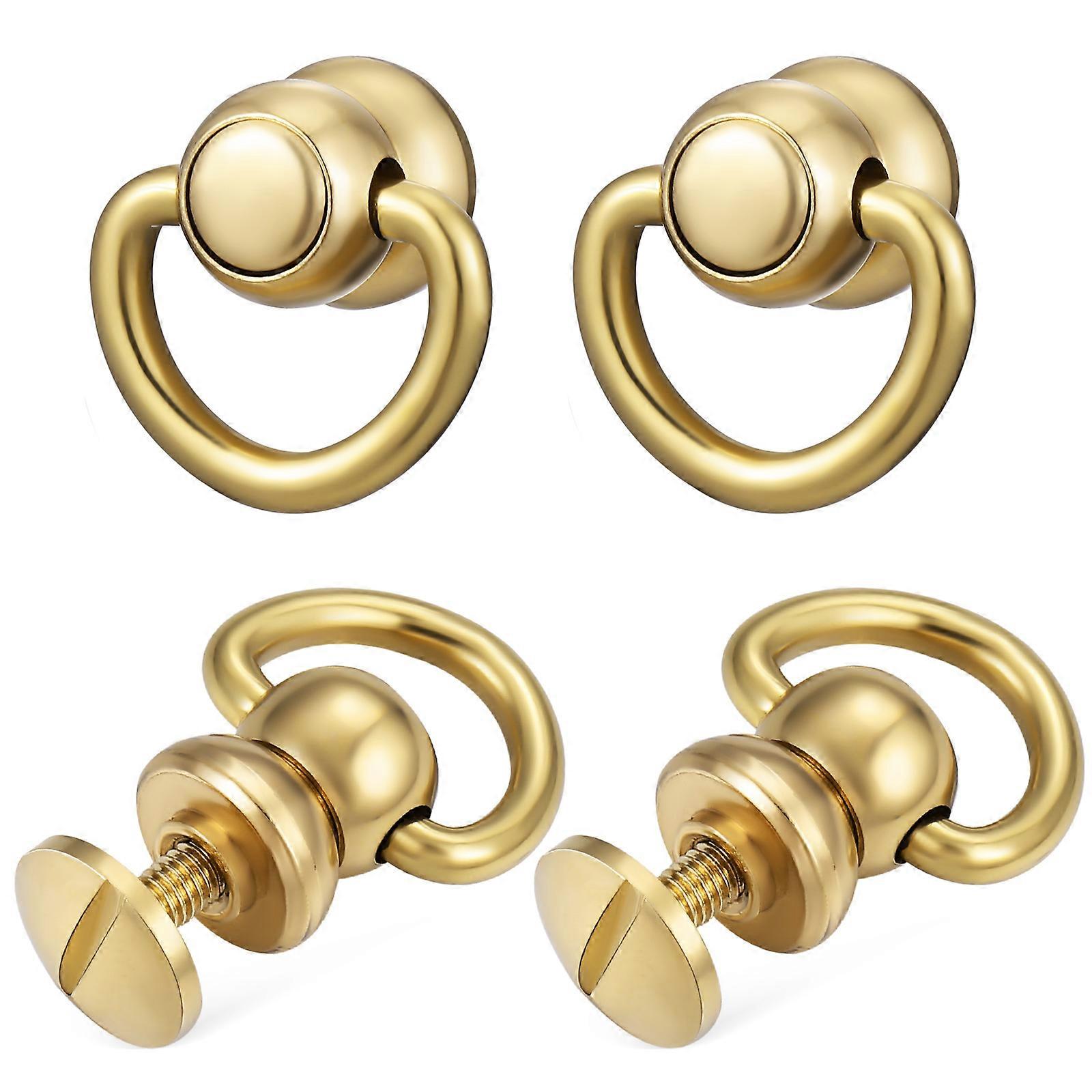 D Ring Rivets for Purse and Bag Strap Making Brass Hardware 12Pcs Golden