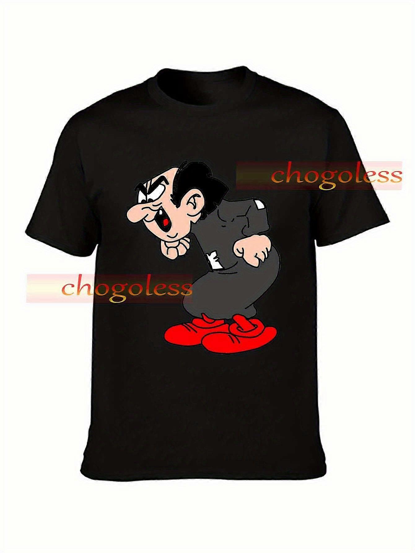 Koszulka z grafiką Gargamel dla mężczyzn i kobiet - koszulka w stylu bohemijskim z czerwonymi trampkami i napisem "Gargamel", regularny krój z okrągłym dekoltem, Al-KEYPO283