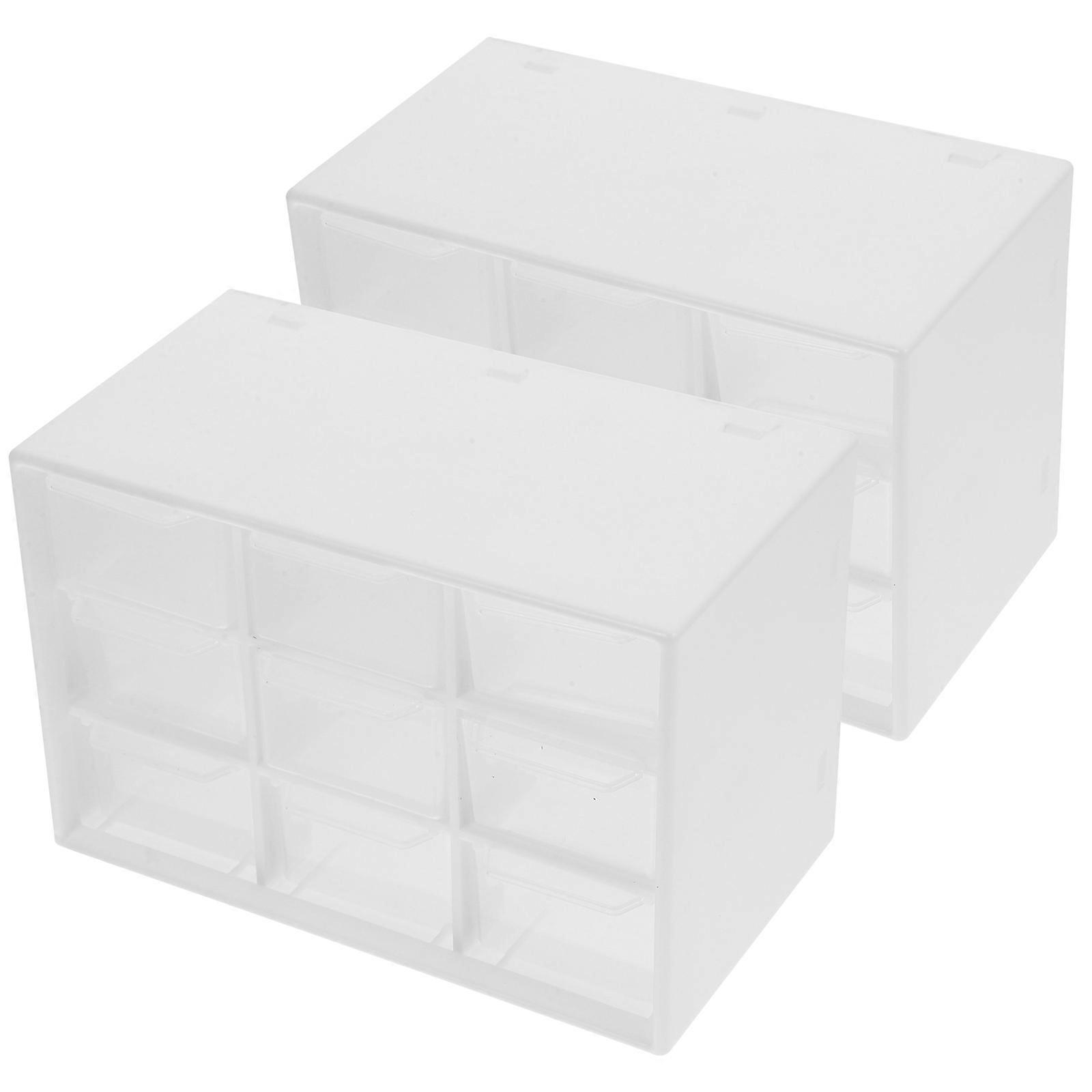 Office Organizer Desktop Box Desk Accessories Storage White 17.80X11.70X9.70CM Layered Design Organizing 2Pcs
