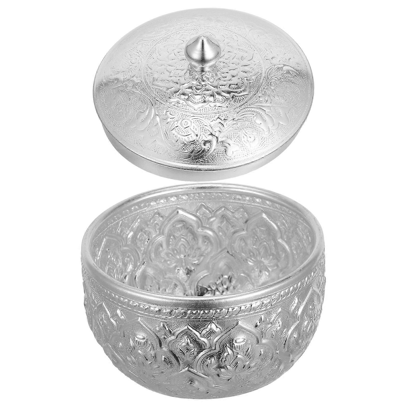 Household Storage Can Hand-Carved Decorative Bowl For Office Use Fruit Storage Covered Style 1Set