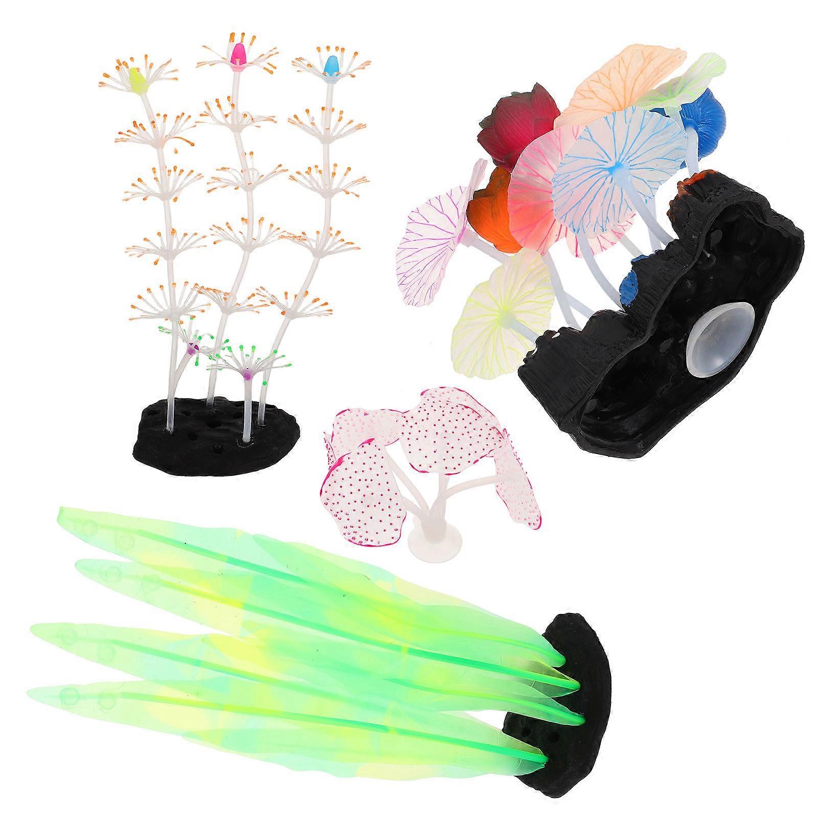 Realistic Simulation Plastic Plants For Fish Tanks And Bowls Creating Underwater Environments With Glowing Feature 20 Pcs