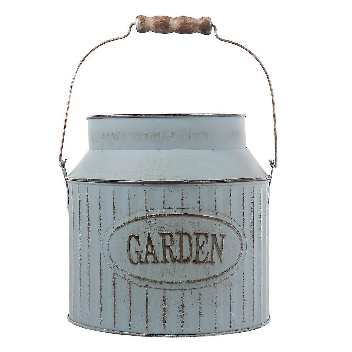 Metallhink Planter Retro Torkad Blomvas För Inomhus Utomhus Heminredning Grå 1set