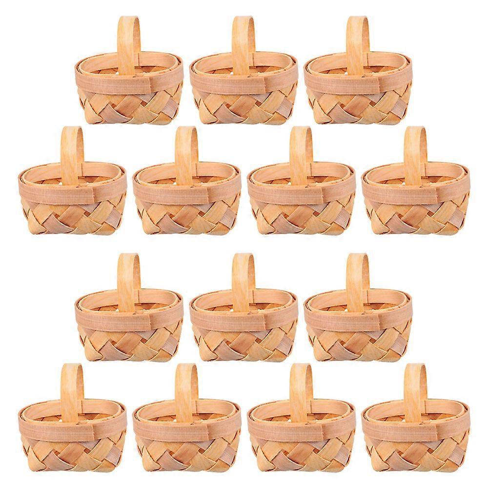 Beige Mini Woven Baskets Wood Chip Small Baskets for Storage 28Pcs
