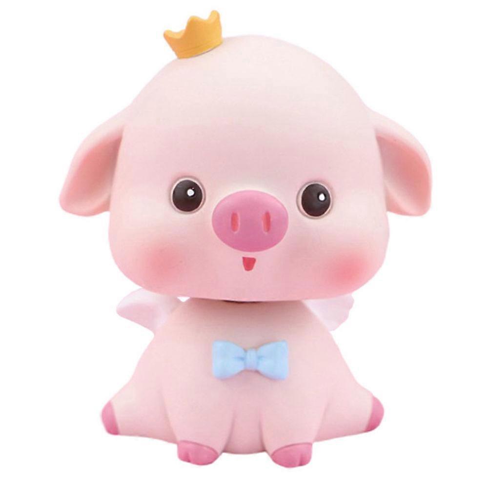 Desktop Pig Resin Doll Ornament for Car Use Shaking Head 2Pcs Set