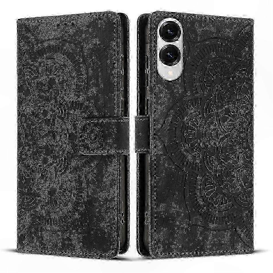 Frosted Leather Smartphone Case with Retro Mandala Design
