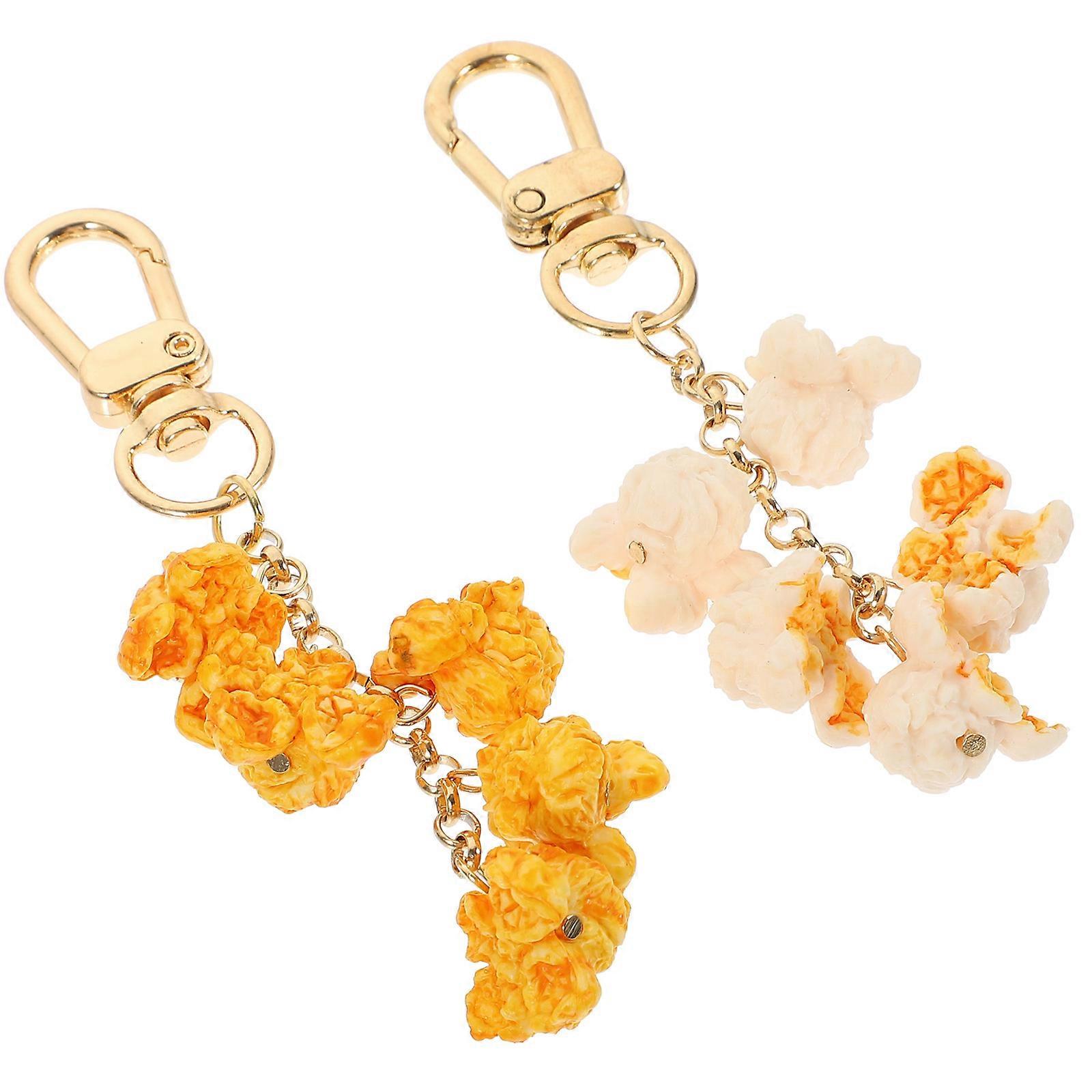 Popcorn Simulation Food Key Rings Keychain for Hanging Keys 8Pcs