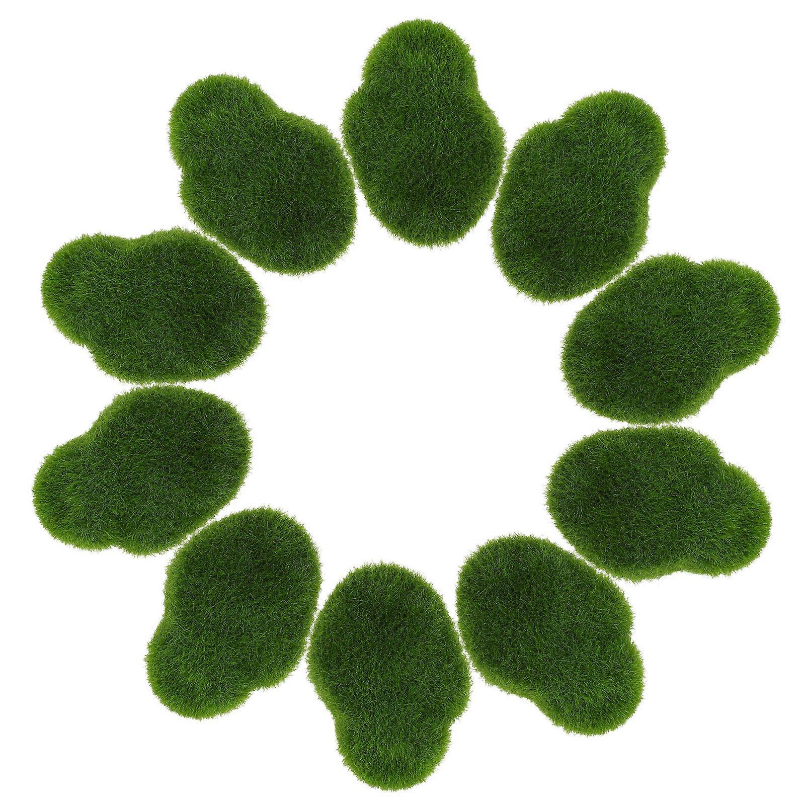 Artificial Moss Stones Green Moss Rocks for Planter Fillers 50 Pieces