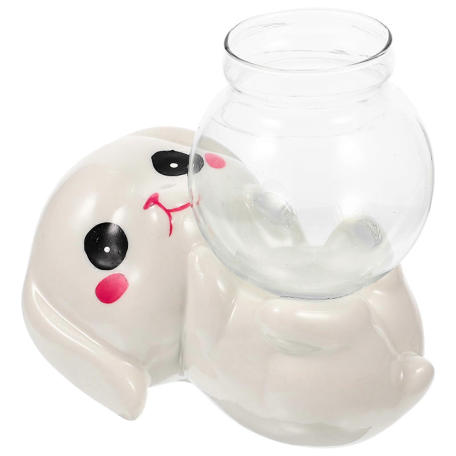 Decorative Rabbit Vase for Desktop Use 3Pcs Ceramic Bunny Holding Vase