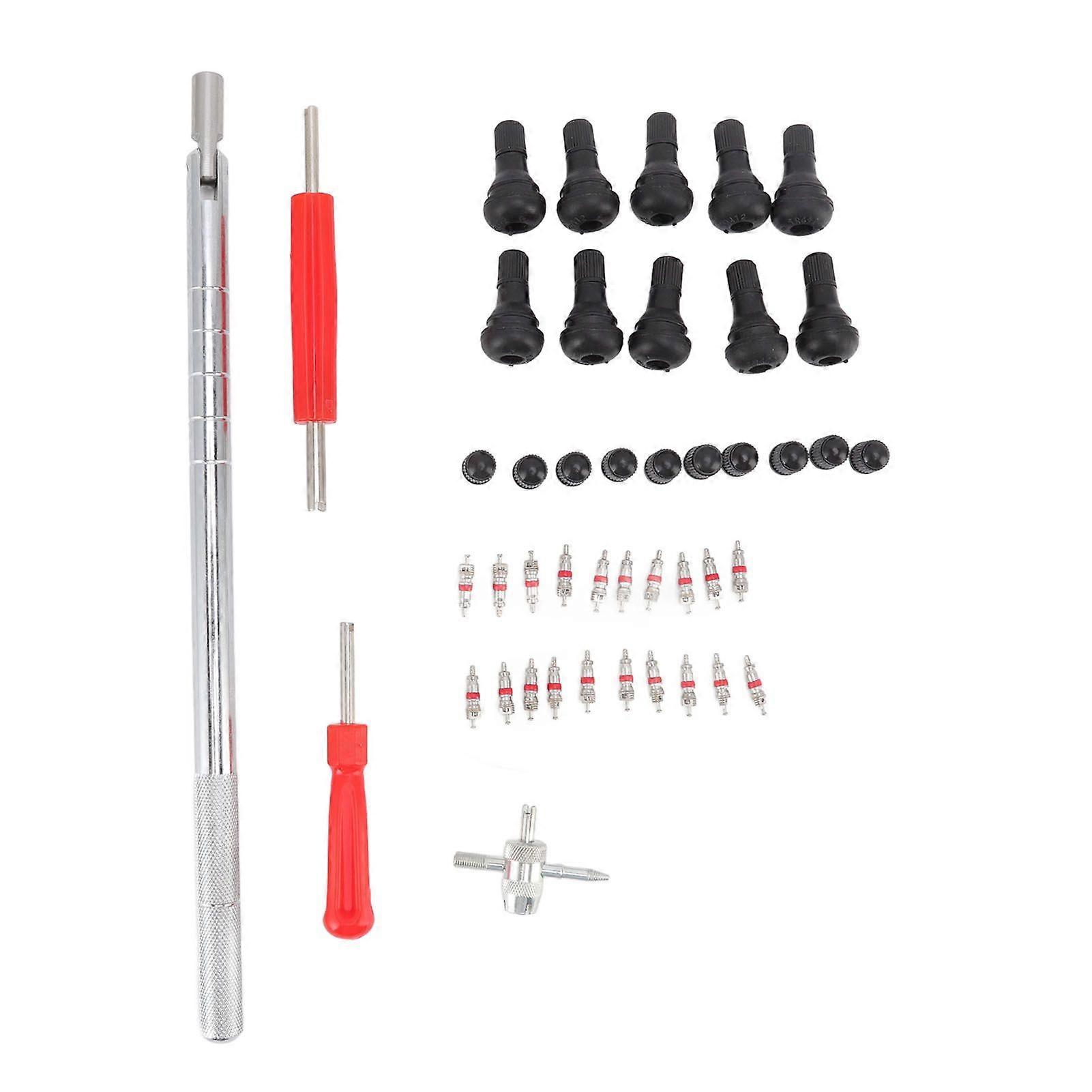 Tire Valve Stem Removal Tool Set Valve Core 4 Way Valve Tool Valve Stem Caps Single Double Heads Valve Core Remover for Motorcycle Bike