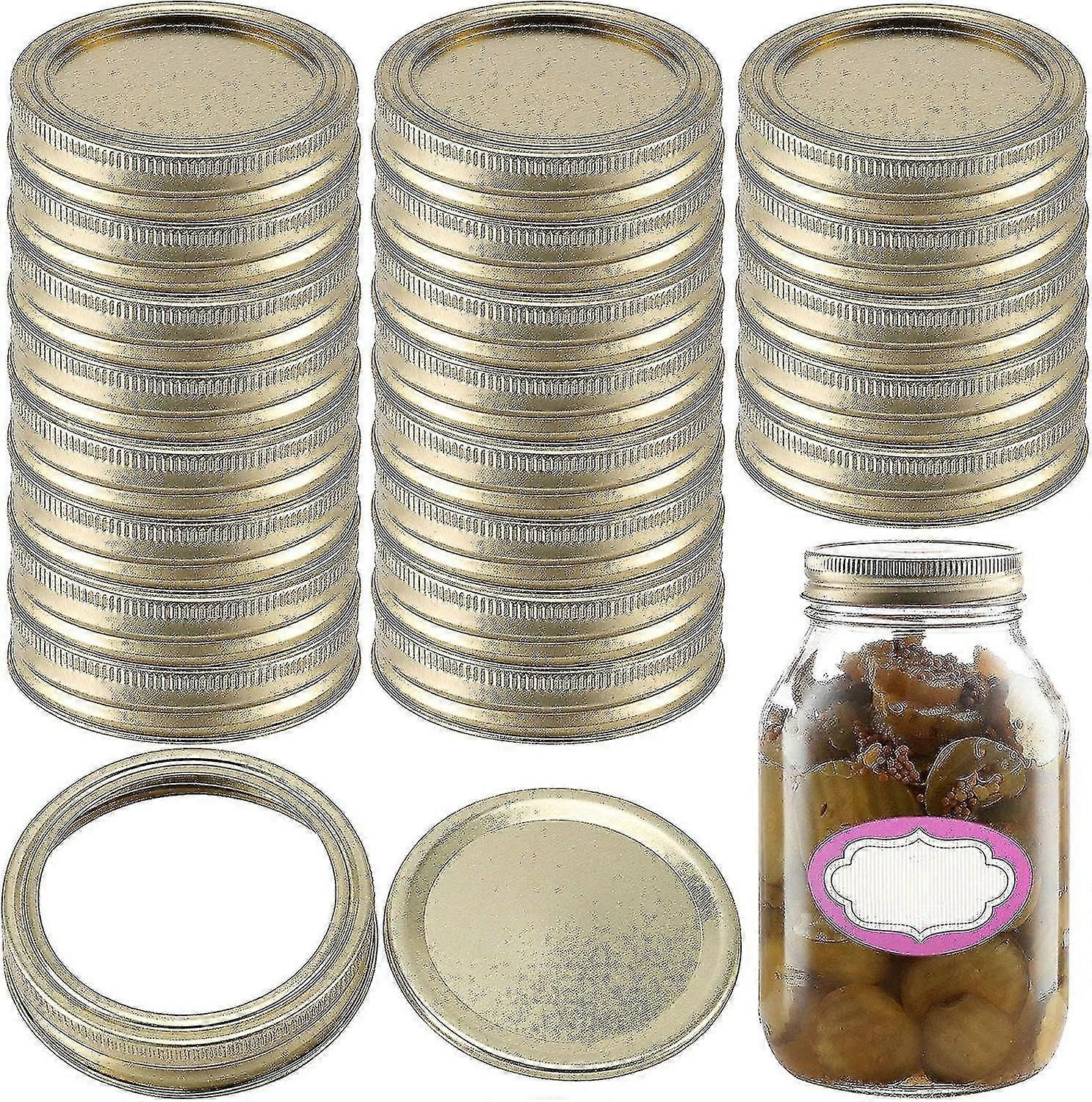 96-pack Of 70mm Can Lids With Reusable Regular Wide Mouth Mason Jar Lids And Rings