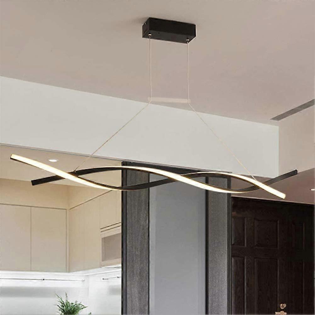 Pendant Light Dining Table LED Modern Dimmable Hanging Lamp Height Adjustable Remote Control 120cm Black