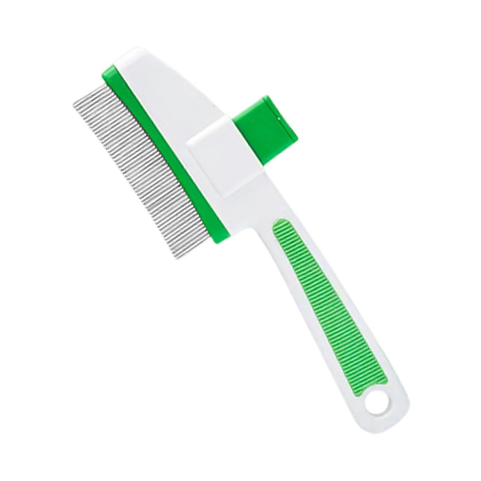 Cat Brush for Shedding Release Button Tick Removal Comb For Long And Short Haired Cats And Dogs Green Indoor Outdoor
