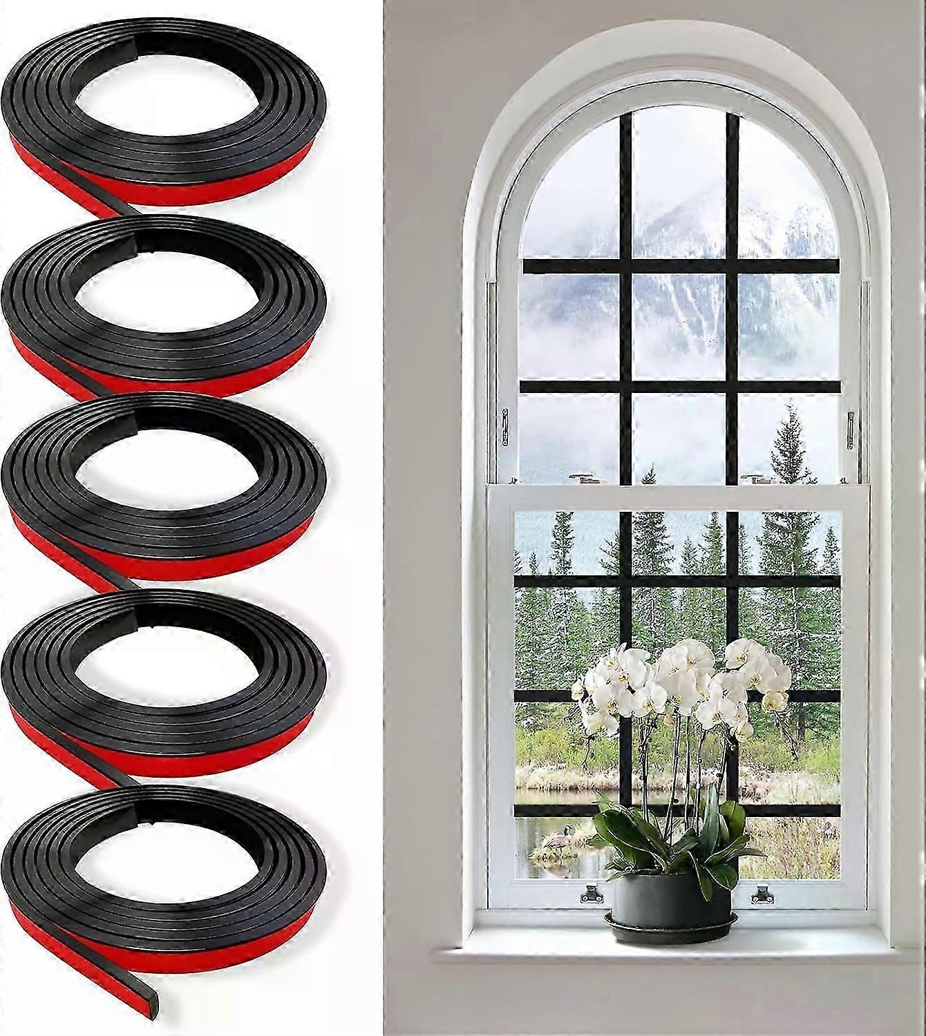 5 PCS Window Grid Kit, 32.8Ft Peel and Stick DIY Window Grille Inserts, Cuttable PVC Trim