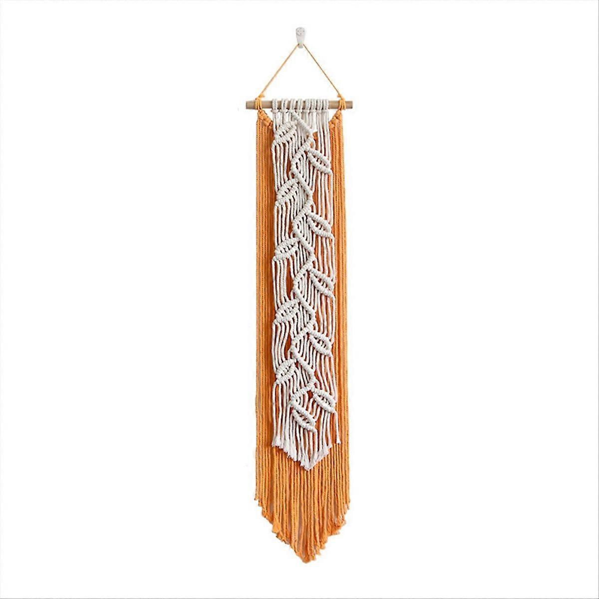 Nordic Leaf Woven Macrame Tapestry Hanging Boho Tassel Wall Hanging A