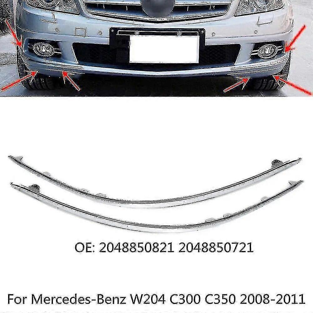 Front bumper chrome trim for W204 C-class 2008-2011 pair set