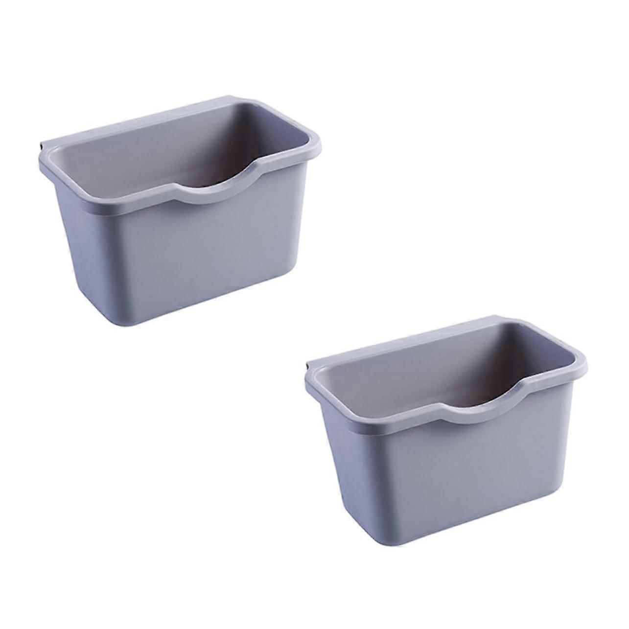 Kitchen Storage Container OverTheDoor Plastic Storage Holder 2Piece Grey DoorMounted Trash Bin