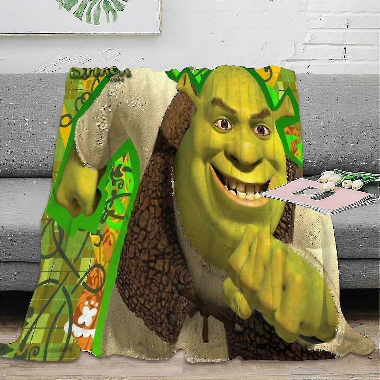 3d Shrek Blankets Throw Monster Movie Fleece Blankets Adults Flannel Blankets For Bed Couch And Sofa Soft Fluffy Print Blanket, For Bedroom