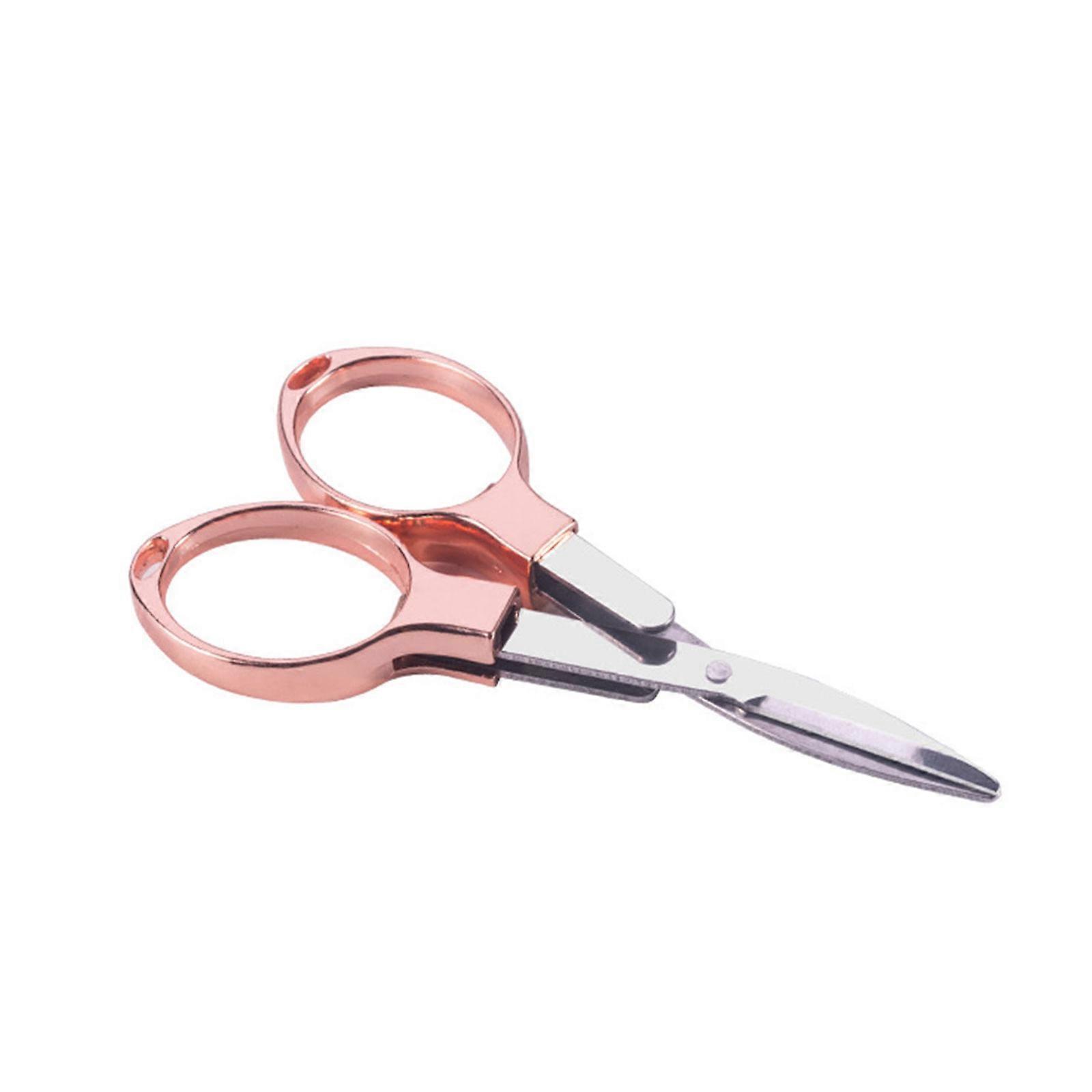 Fishing Line Cutting Tool Portable Folding Scissors Rustproof Carbon Steel Line Cutter Multifunctional Pocket Scissors  Metal handle Rose go