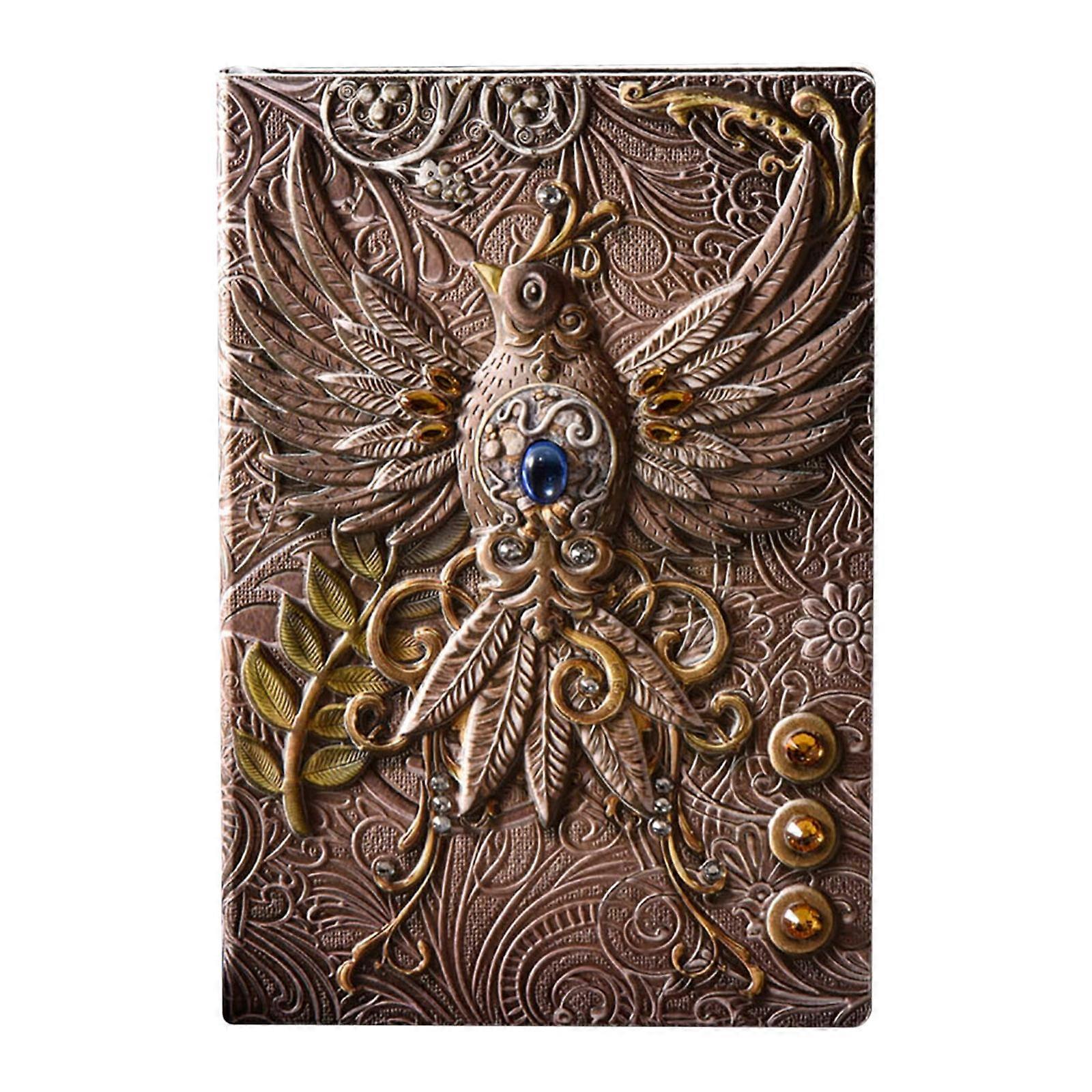 PAVEOS Diary Notebook Clearance Retro Embossed Bird Pattern Notebook European A5 Notepad Stereo 100 Pages Multi-color