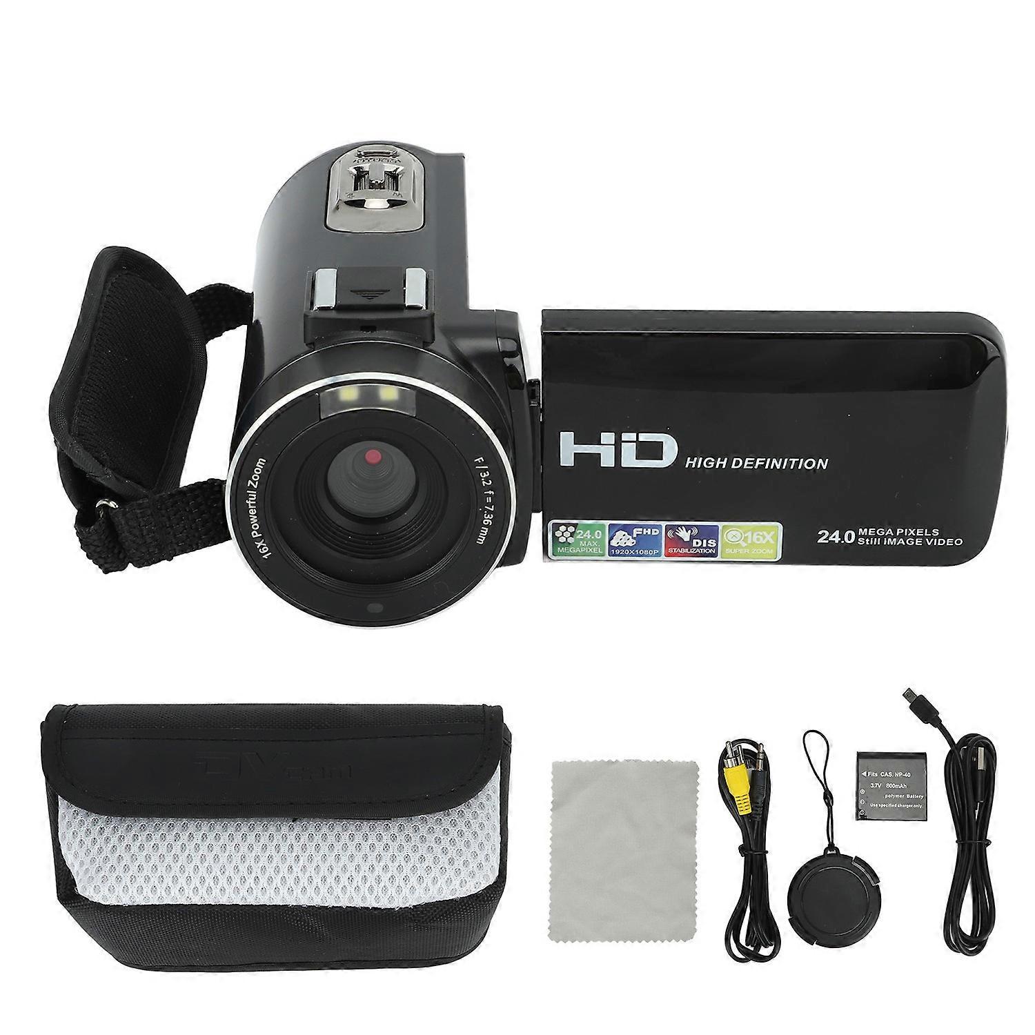 Digital Camera Recorder 3.0 Inch 1080P 24MP 16X Digital Zoom Rotatable Screen Video Camera Camcorder